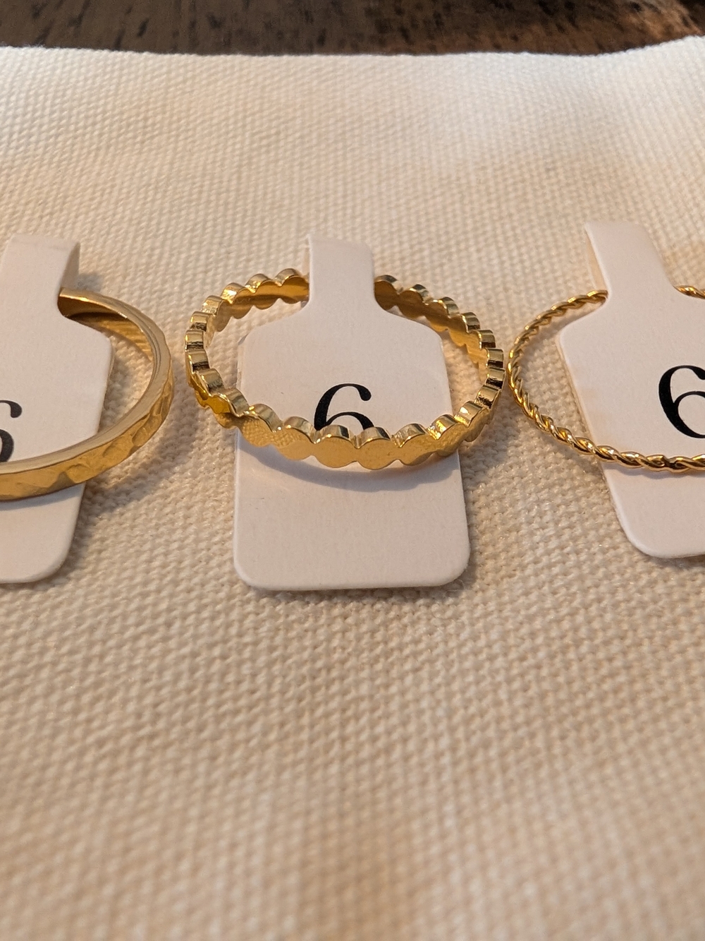 Atolea Textured Stackable Daily Ring Set - Gold - Picture 5 of 6